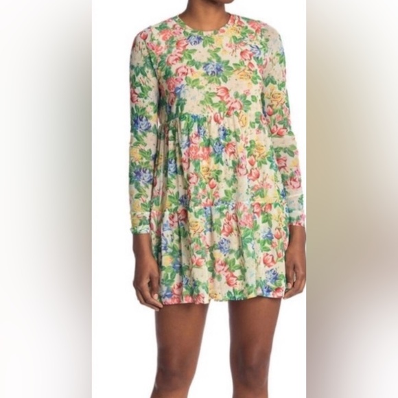 AFRM Floral Long Sleeve babydoll Dress - Multicolor - Picture 10 of 10